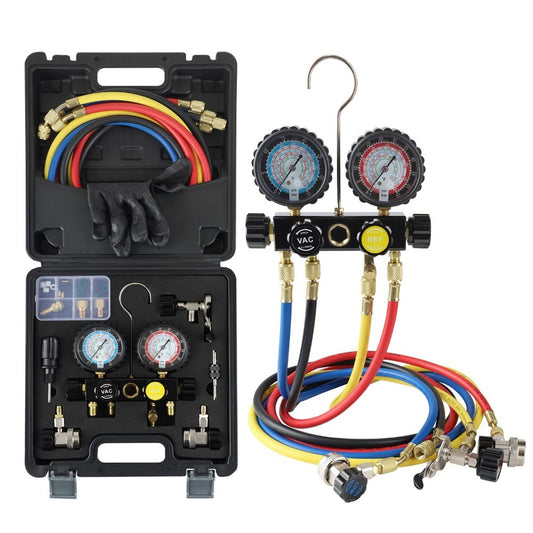 HVAC Gauges with Hoses, AC Manifold Gauge Set R134A R410A R404A R22 Refrigerant Gauges