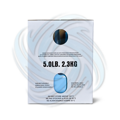 Side of an R134a refrigerant carton showing package weight