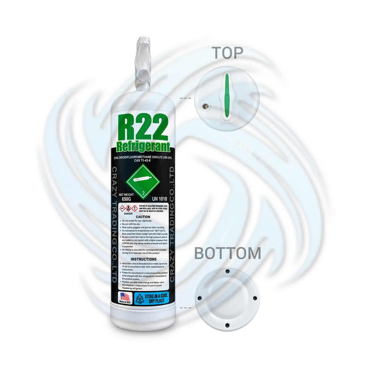 1.5 lb R22 Refrigerant Cylinder for HVAC & Refrigeration