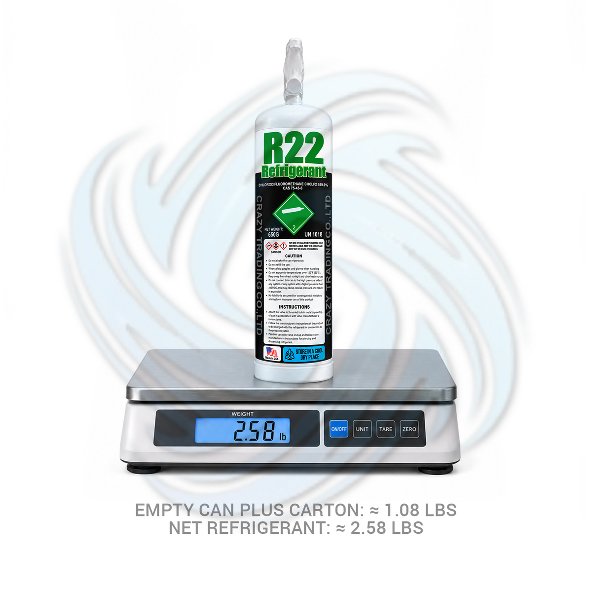 1.5 lb R22 Refrigerant Cylinder for HVAC & Refrigeration