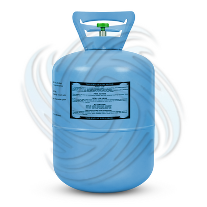 20lb R32 refrigerant tank side view showing cylinder label and product details for HVAC systems