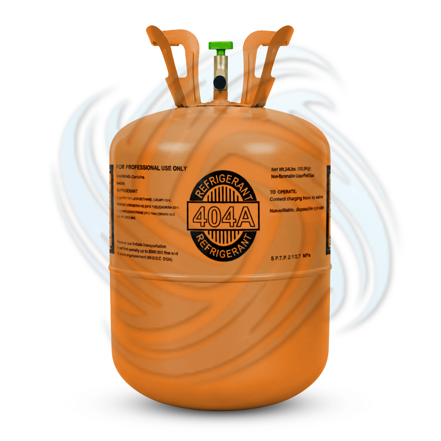 24lb R404A refrigerant cylinder front view for HVAC refrigerant replacement and cooling system service