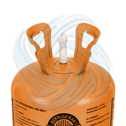 24lb R404A HVAC refrigerant cylinder top view showing valve connection and tank design